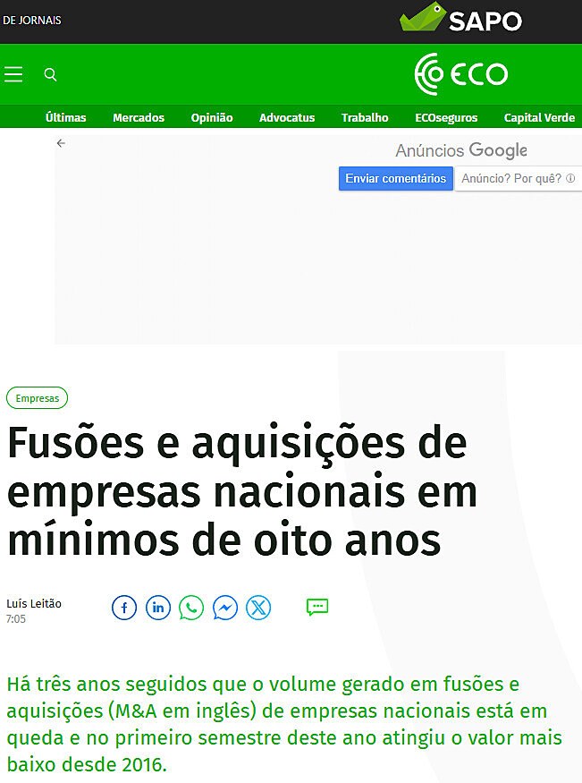 Fuses e aquisies de empresas nacionais em mnimos de oito anos